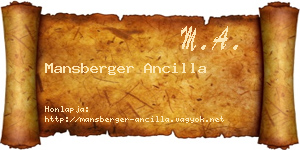 Mansberger Ancilla névjegykártya